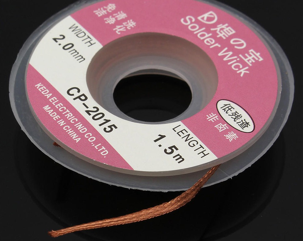 Solder wick aka copper braid aka desoldering wire